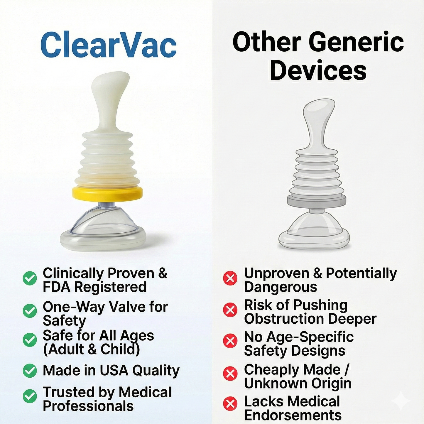 Protect your loved ones from chocking and stop gigging witih clearvac